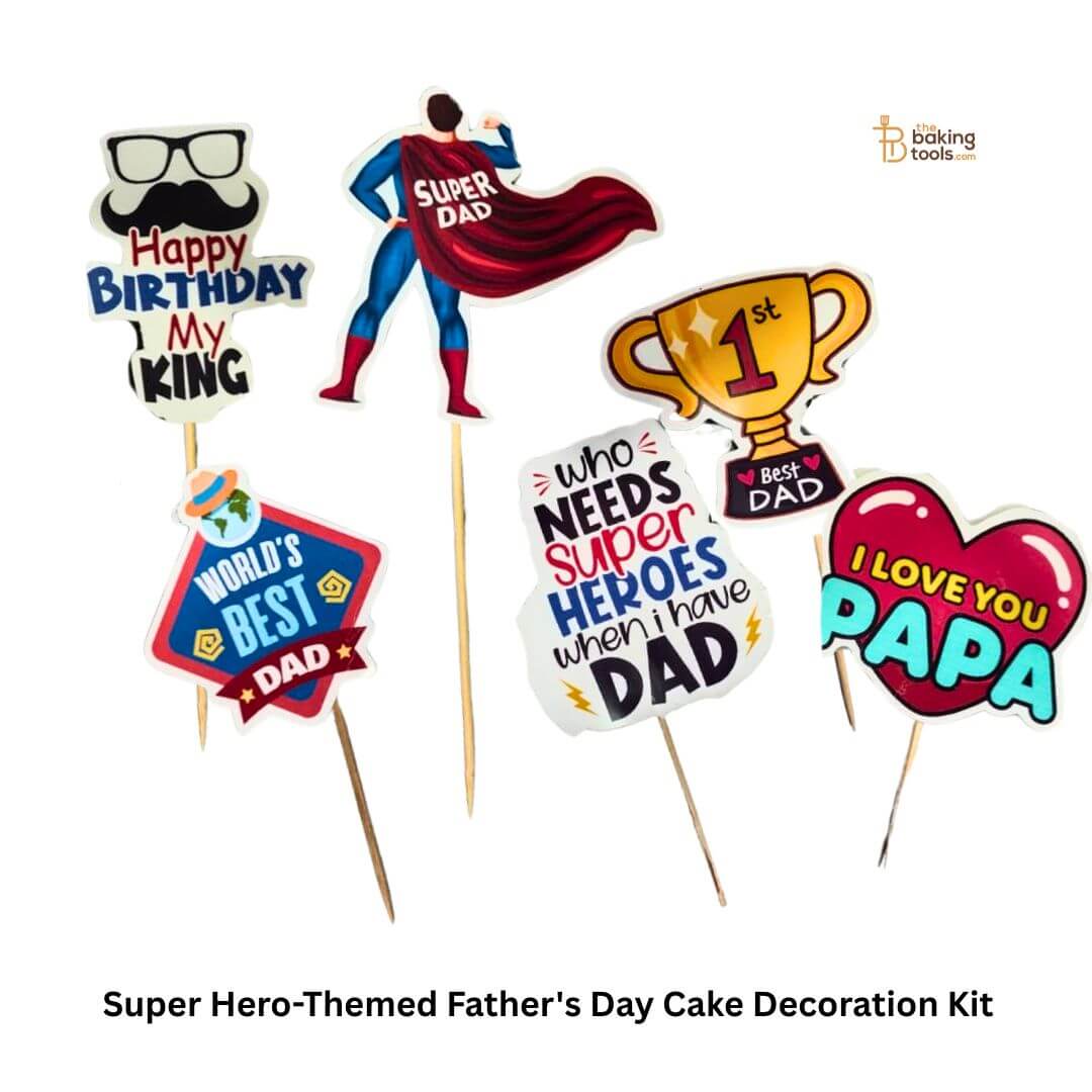 Father’s Day Cake Topper Set | Super Hero-Themed Father's Day Cake Decoration Kit - 003