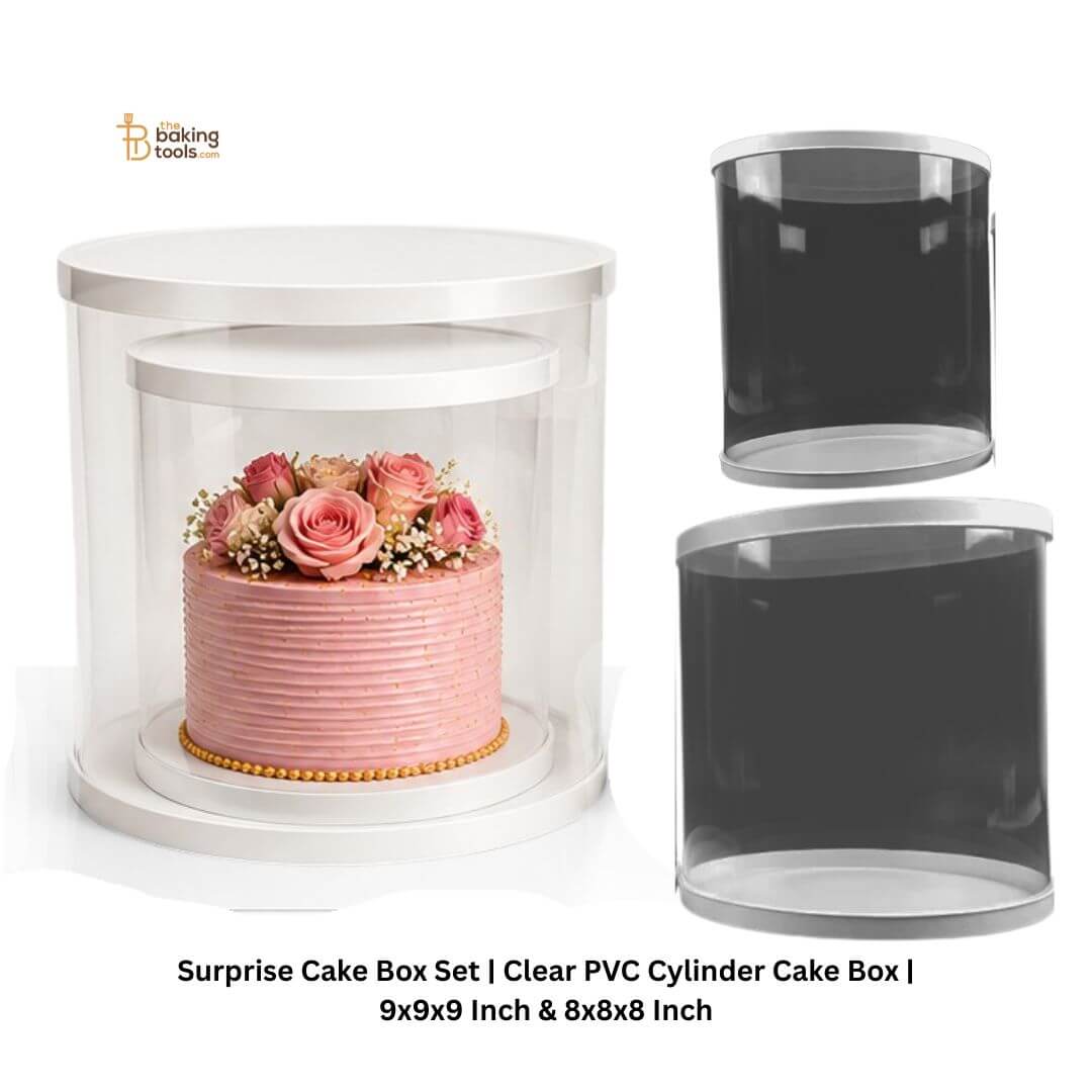 Clear PVC cylinder cake box set 