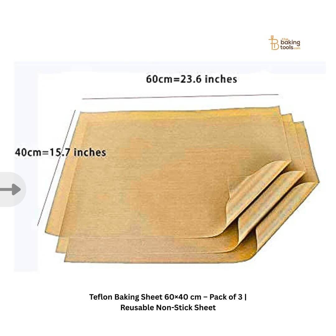Teflon Baking Sheet 60 x 40 cm Pack of 3 Reusable Non-Stick Sheet_2