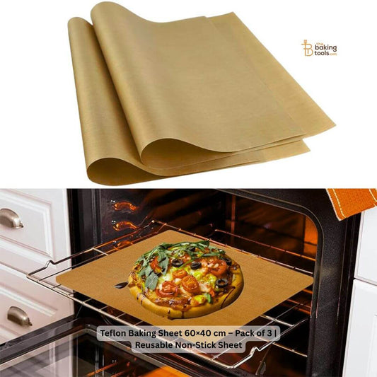 Teflon Baking Sheet 60 x 40 cm Pack of 3 Reusable Non-Stick Sheet_3