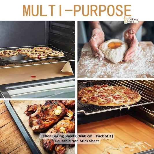 Teflon Baking Sheet 60 x 40 cm Pack of 3 Reusable Non-Stick Sheet_4