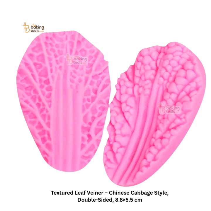 Pink textured leaf veiner for Chinese cabbage style on a white background