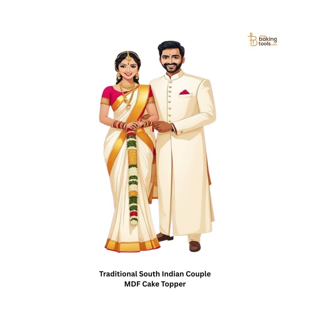 Traditional South Indian Couple MDF Cake Topper