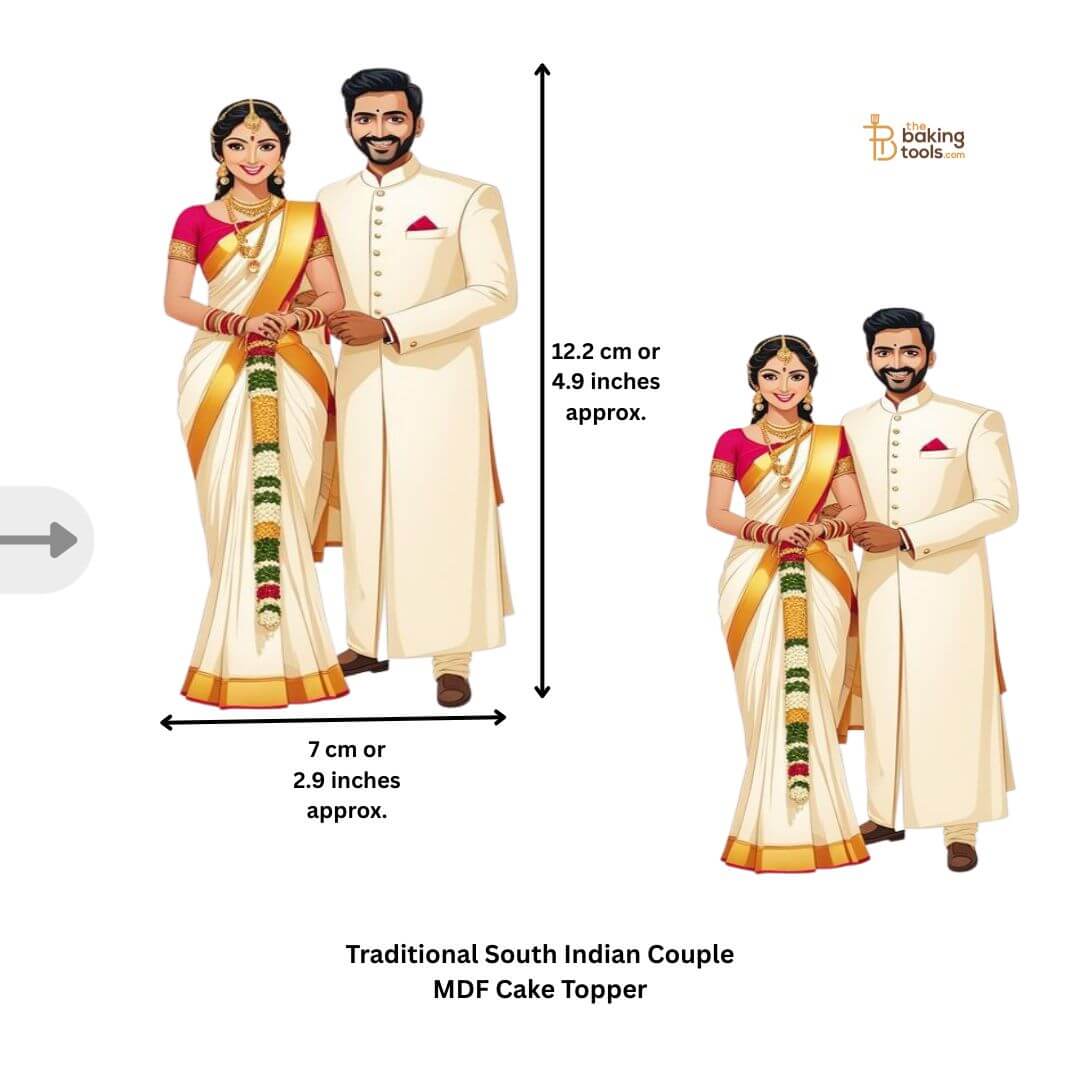 Traditional South Indian Couple MDF Cake Topper