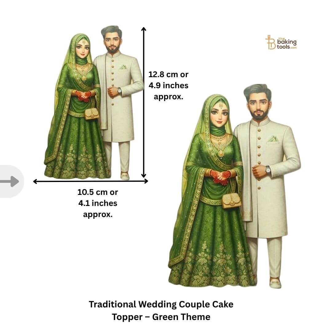 Muslim Wedding Couple MDF Cake Topper – Green Theme