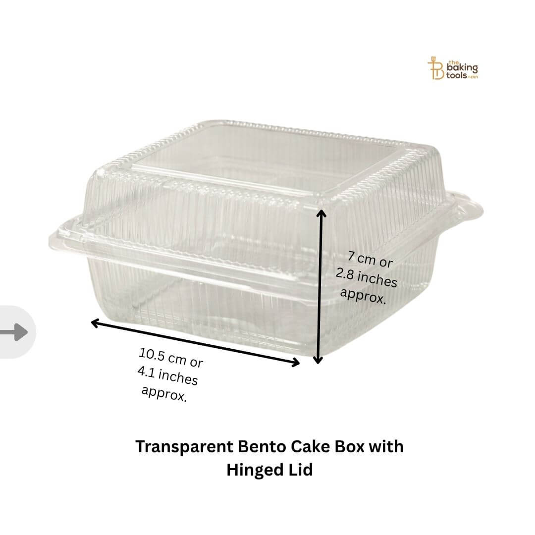 Transparent Bento Cake Box with Hinged Lid (Pack of 25)