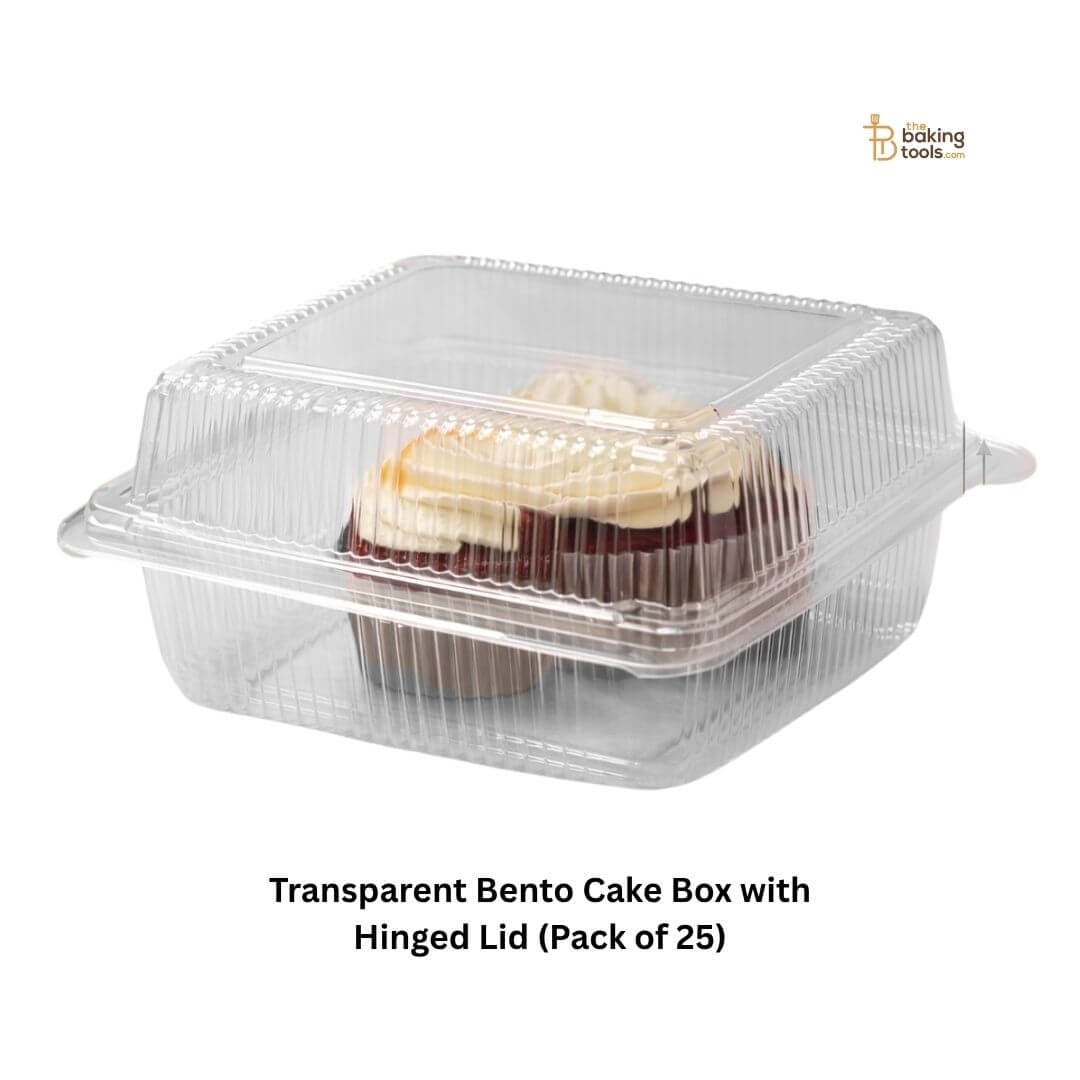 Transparent Bento Cake Box with Hinged Lid (Pack of 25)
