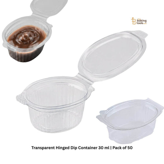 Transparent Hinged Dip Container 30 ml | Pack of 50 _  The Baking Tools