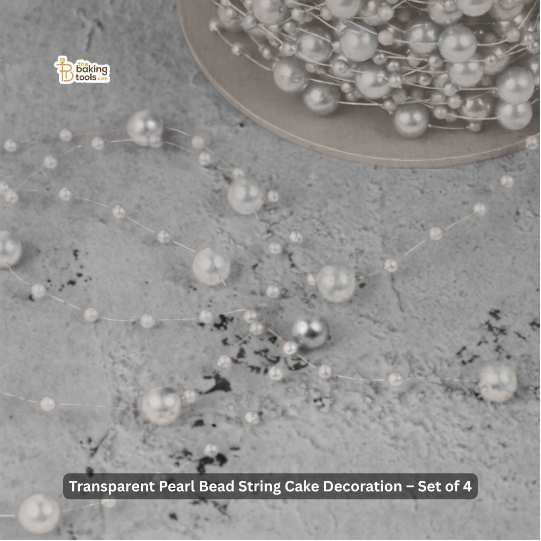 Transparent Pearl Bead String Cake Decoration – Set of 4
