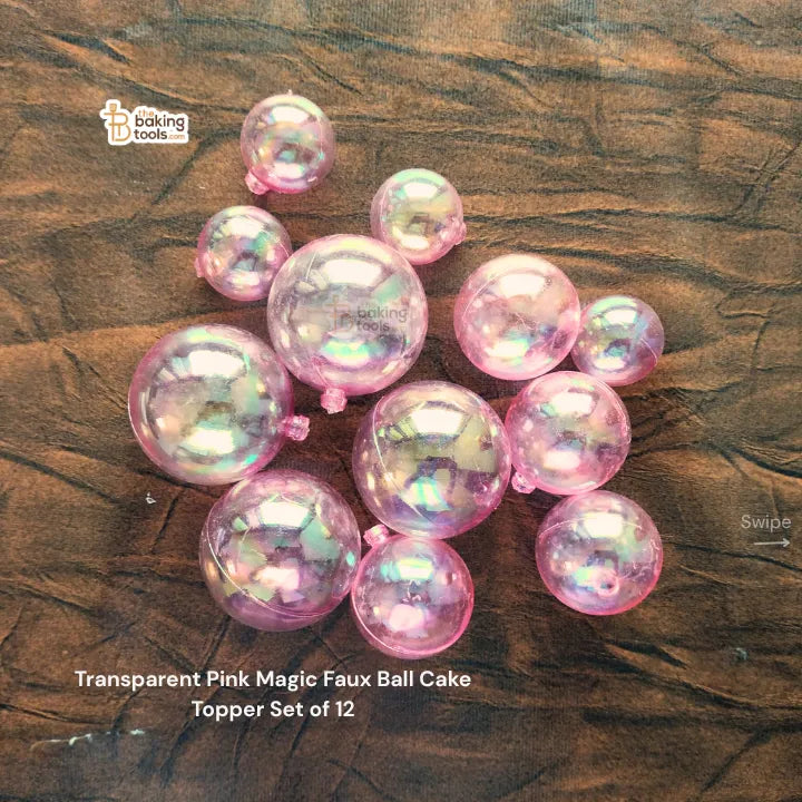 Transparent Pink Magic Faux Ball Cake Topper Set of 12 (No Damage Claim)
