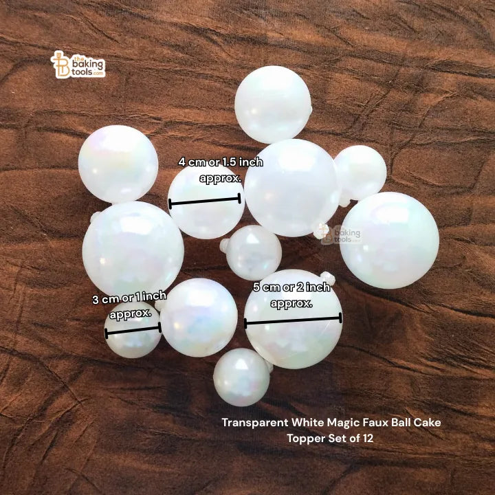 Transparent White Magic Faux Ball Cake Topper Set of 12 (No Damage Claim)