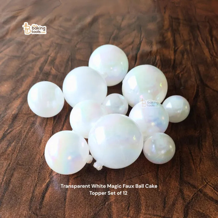Transparent White Magic Faux Ball Cake Topper Set of 12 (No Damage Claim)