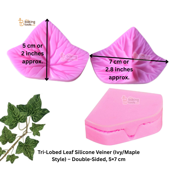 Tri-Lobed Leaf Silicone Veiner (Ivy/Maple Style) – Double-Sided, 5×7 cm | #790