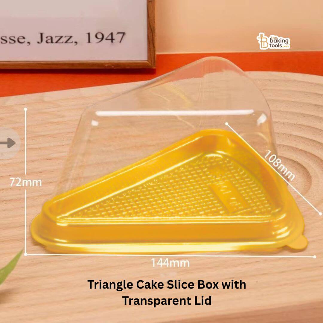 Triangle Cake Cheese Cake Slice Box with Transparent Lid | (Pack of 25)