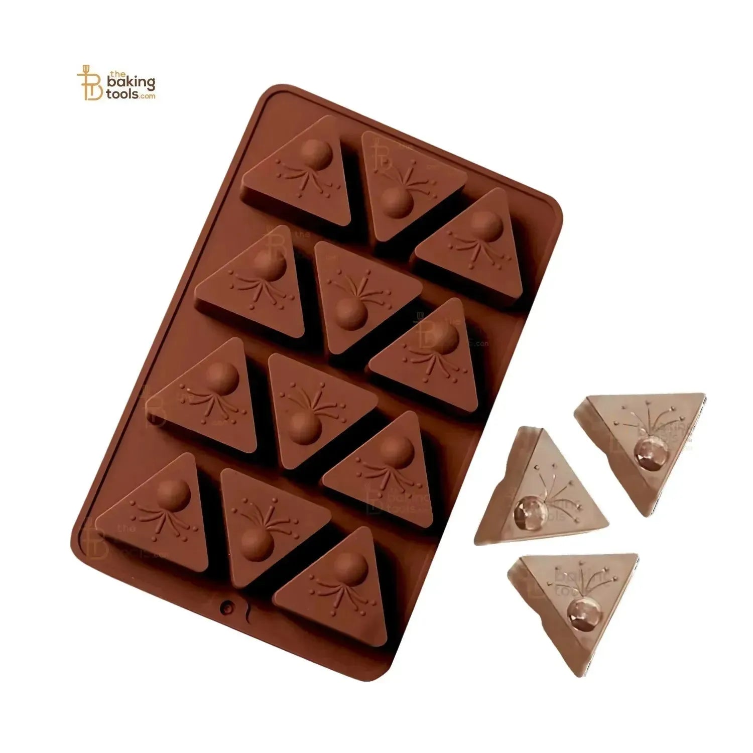 12 cavities Triangular Shape Diwali Firecracker Silicone Chocolate Mould - thebakingtools.com