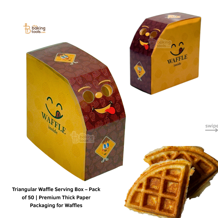 Triangular Waffle Serving Box – Pack of 50 | Premium Thick Paper Packaging for Waffles