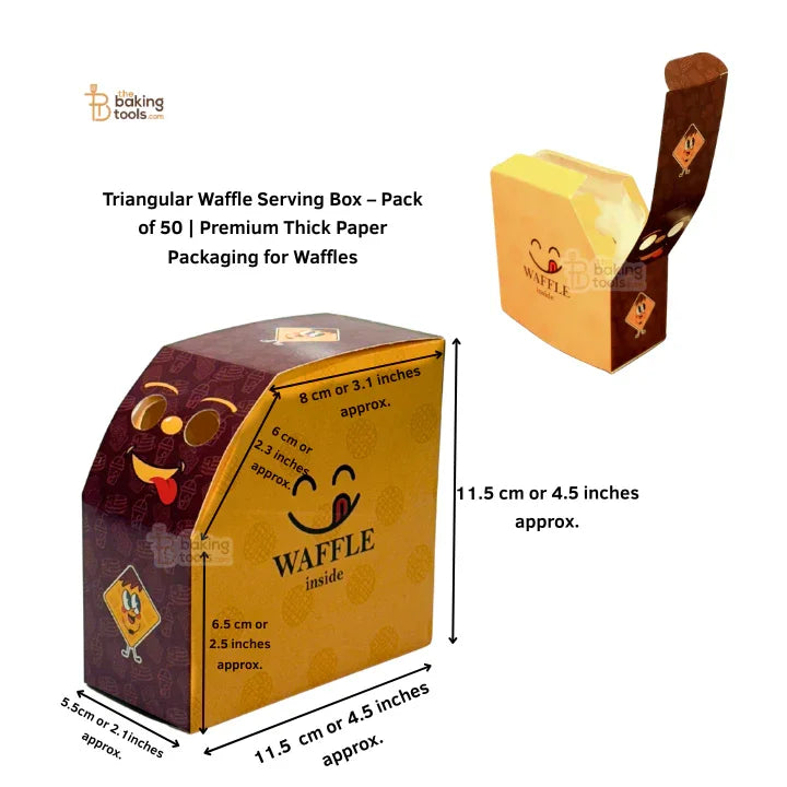 Triangular Waffle Serving Box – Pack of 50 | Premium Thick Paper Packaging for Waffles