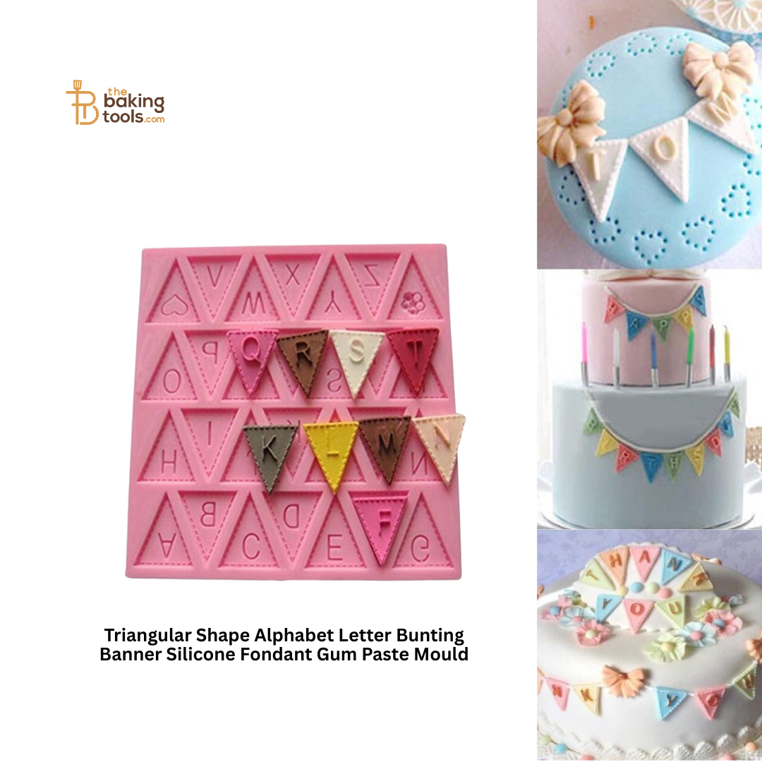 Triangular Shape Alphabet Letter Bunting Banner Silicone Fondant Gum Paste Mould
