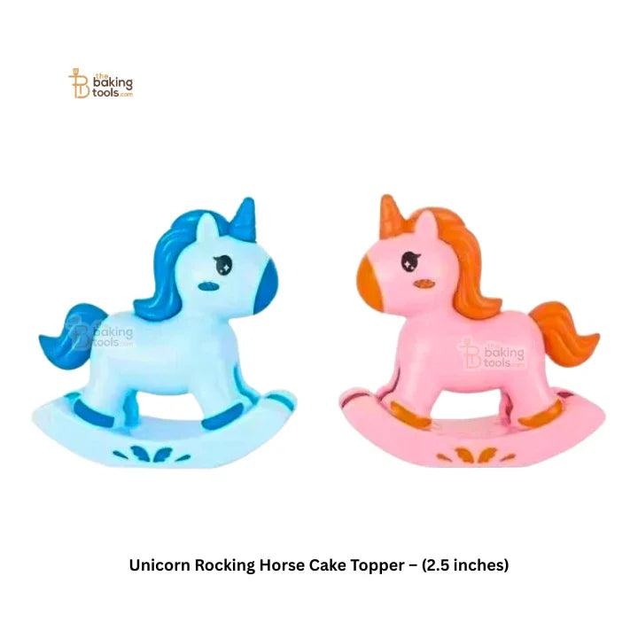 Unicorn Rocking Horse Cake Topper – Blue (2.5 inches)