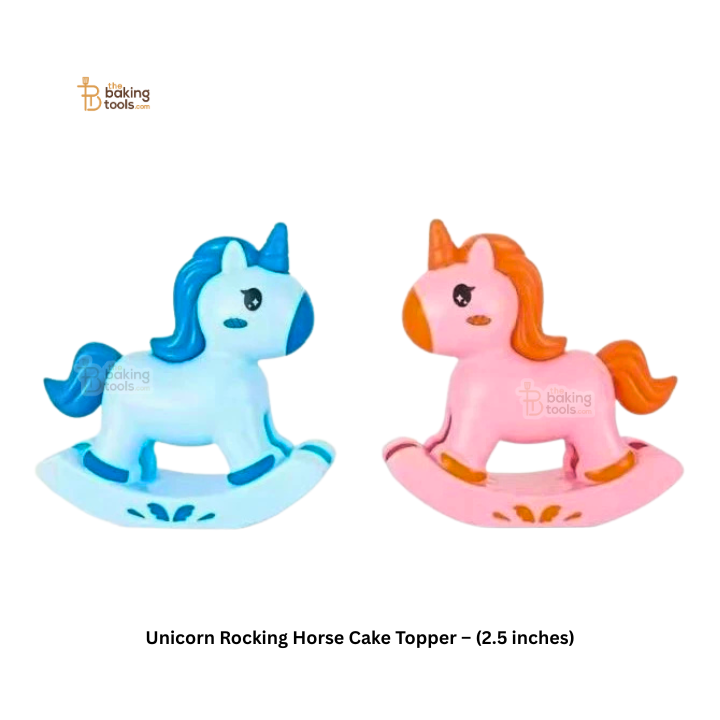 Unicorn Rocking Horse Cake Topper – Blue (2.5 inches)
