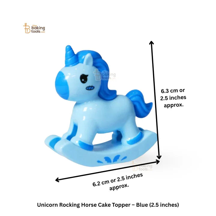 Unicorn Rocking Horse Cake Topper – Blue (2.5 inches)