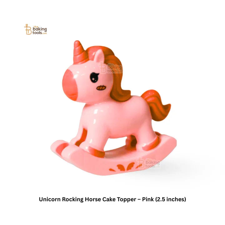Unicorn Rocking Horse Cake Topper – Pink (2.5 inches)