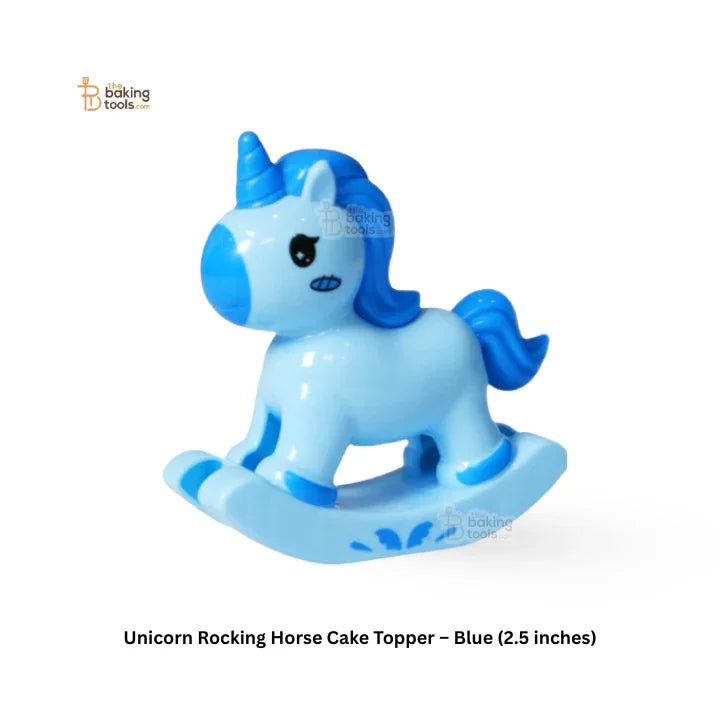 Unicorn Rocking Horse Cake Topper – Blue (2.5 inches)