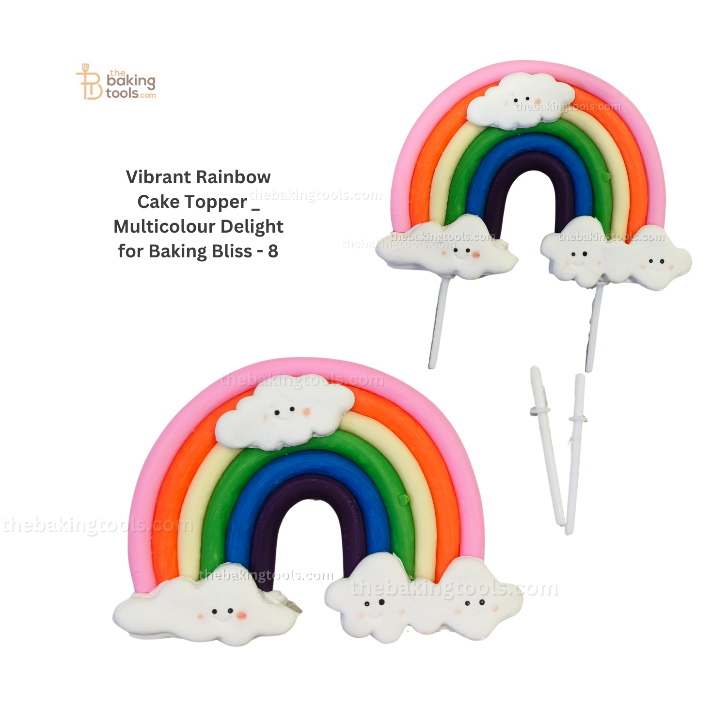 Rainbow Cake Topper With Sticks - 8 - thebakingtools.com