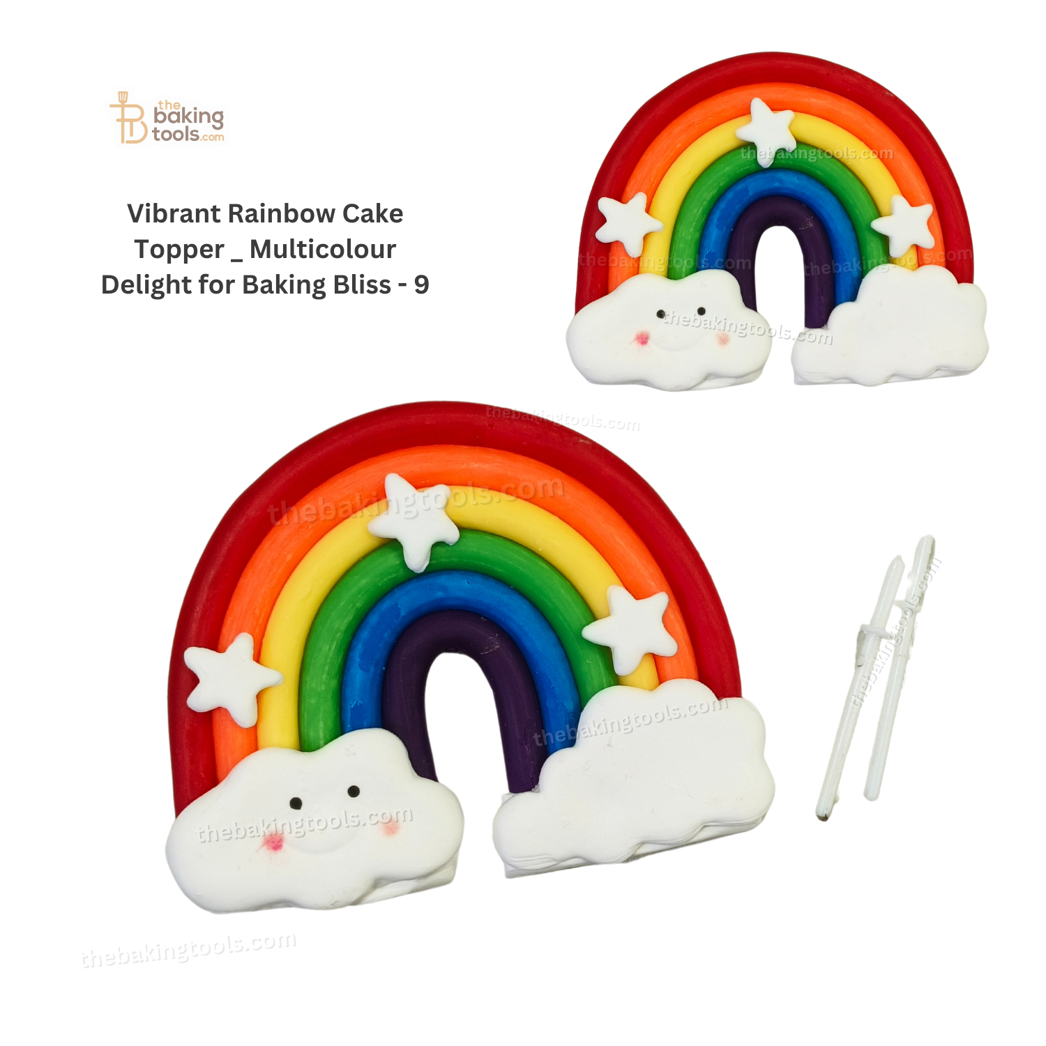 Rainbow Cake Topper With Sticks - 10 - thebakingtools.com