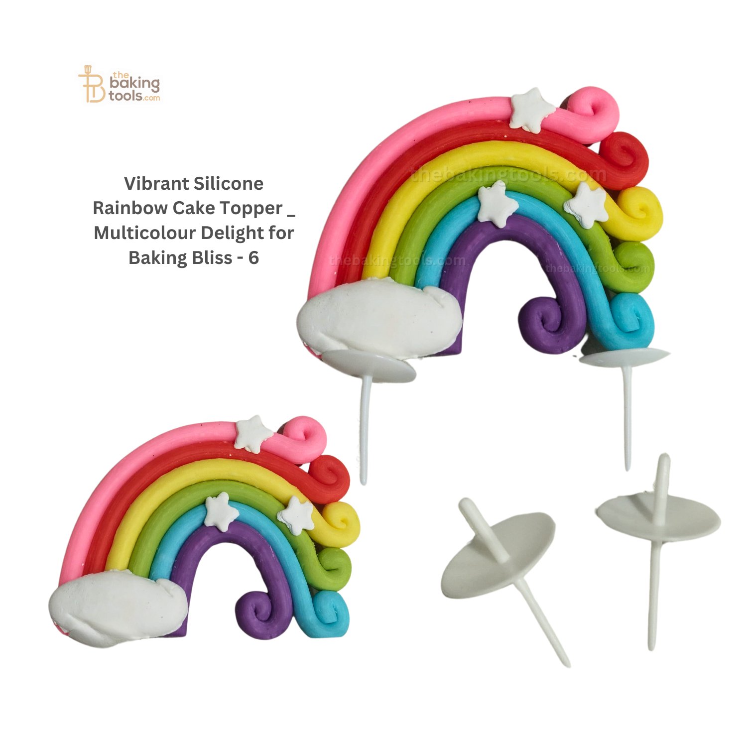 Rainbow Cake Topper With Sticks - 9 - thebakingtools.com