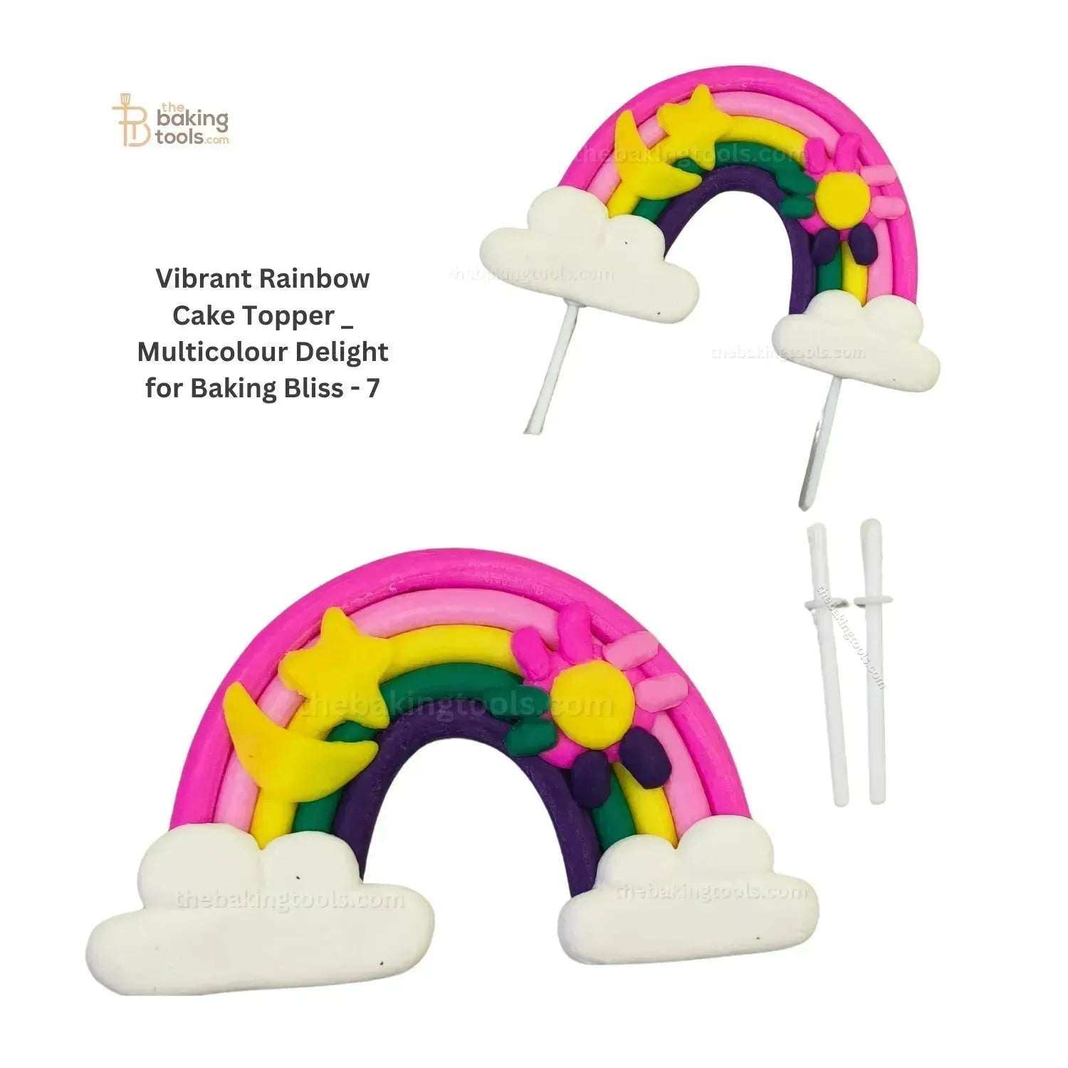 Rainbow Cake Topper With Sticks - 7 - thebakingtools.com