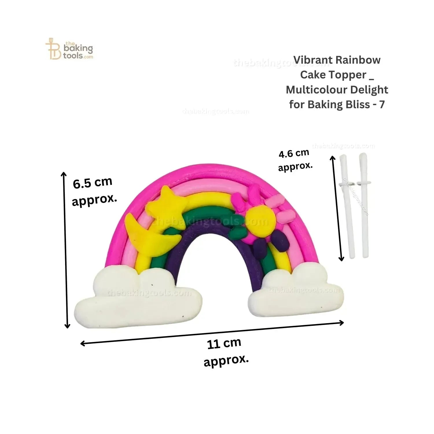 Rainbow Cake Topper With Sticks - 7 - thebakingtools.com