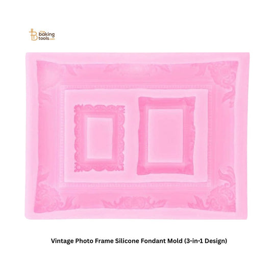 Vintage Photo Frame Silicone Fondant Mold (3-in-1 Design) _  The Baking Tools