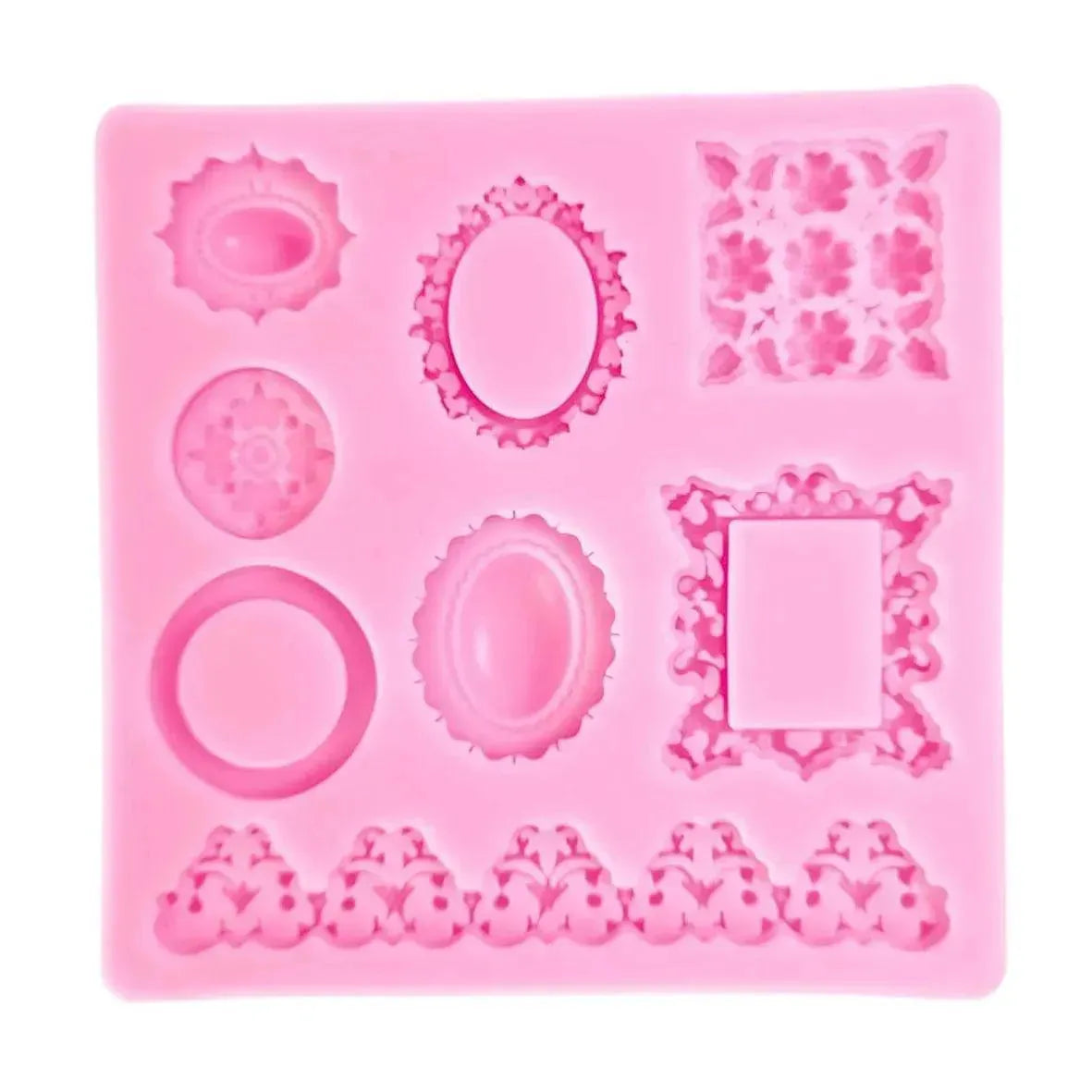 Vintage Photo Frame Silicone Fondant Gum Paste Mould - thebakingtools.com