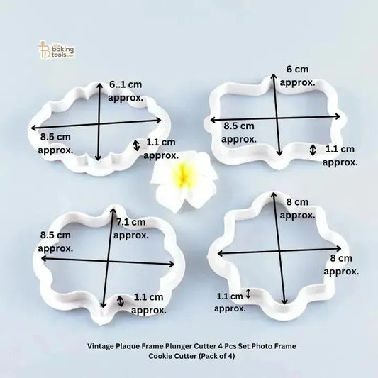 Vintage Plaque Frame Plunger Cutter 4 Pcs Set Photo Frame Cookie Cutter (Pack of 4) - thebakingtools.com