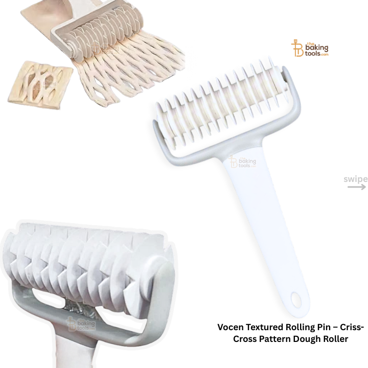 Vocen Textured Rolling Pin – Criss-Cross Pattern Dough Roller