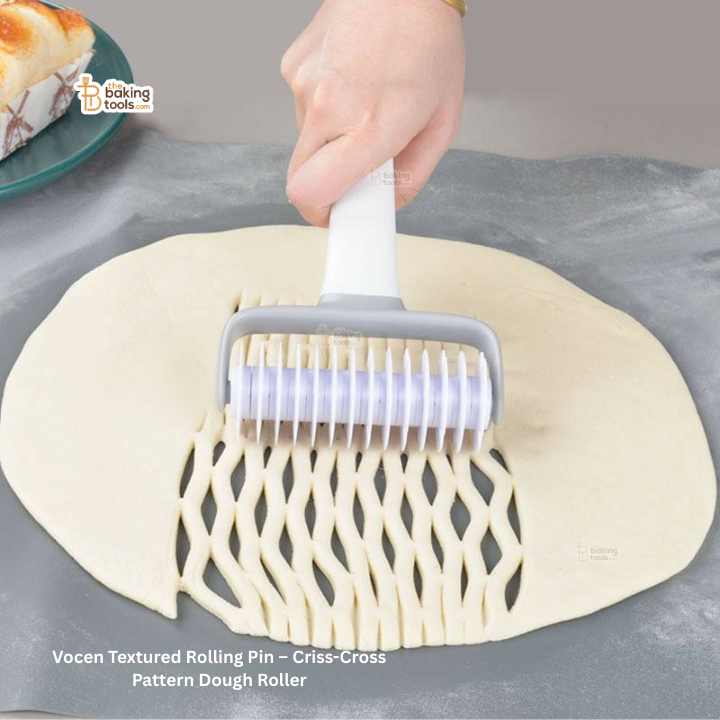 Vocen Textured Rolling Pin – Criss-Cross Pattern Dough Roller