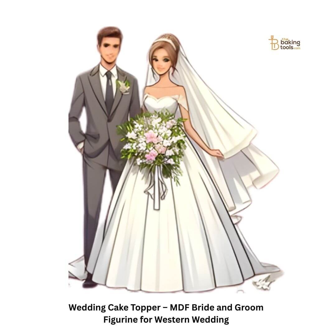 Wedding Cake Topper – MDF Bride and Groom Figurine for Western Wedding