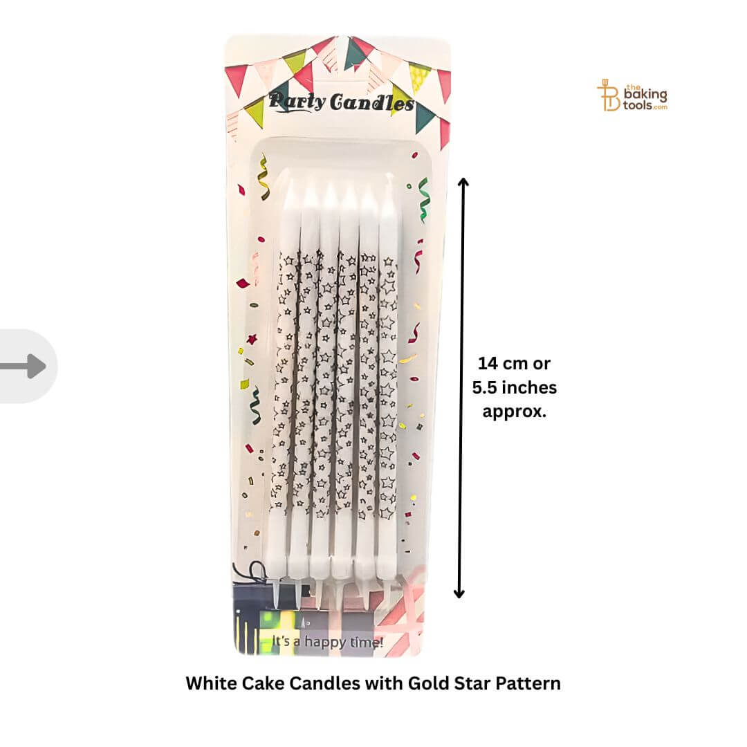 White Cake Candles with Golden Star Pattern