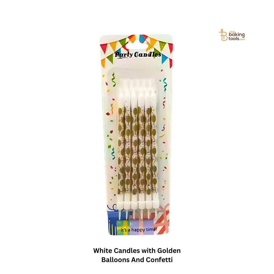 White Candles with Golden Balloons and Dots