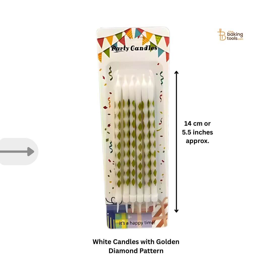 White Candles with Golden Diamond Pattern