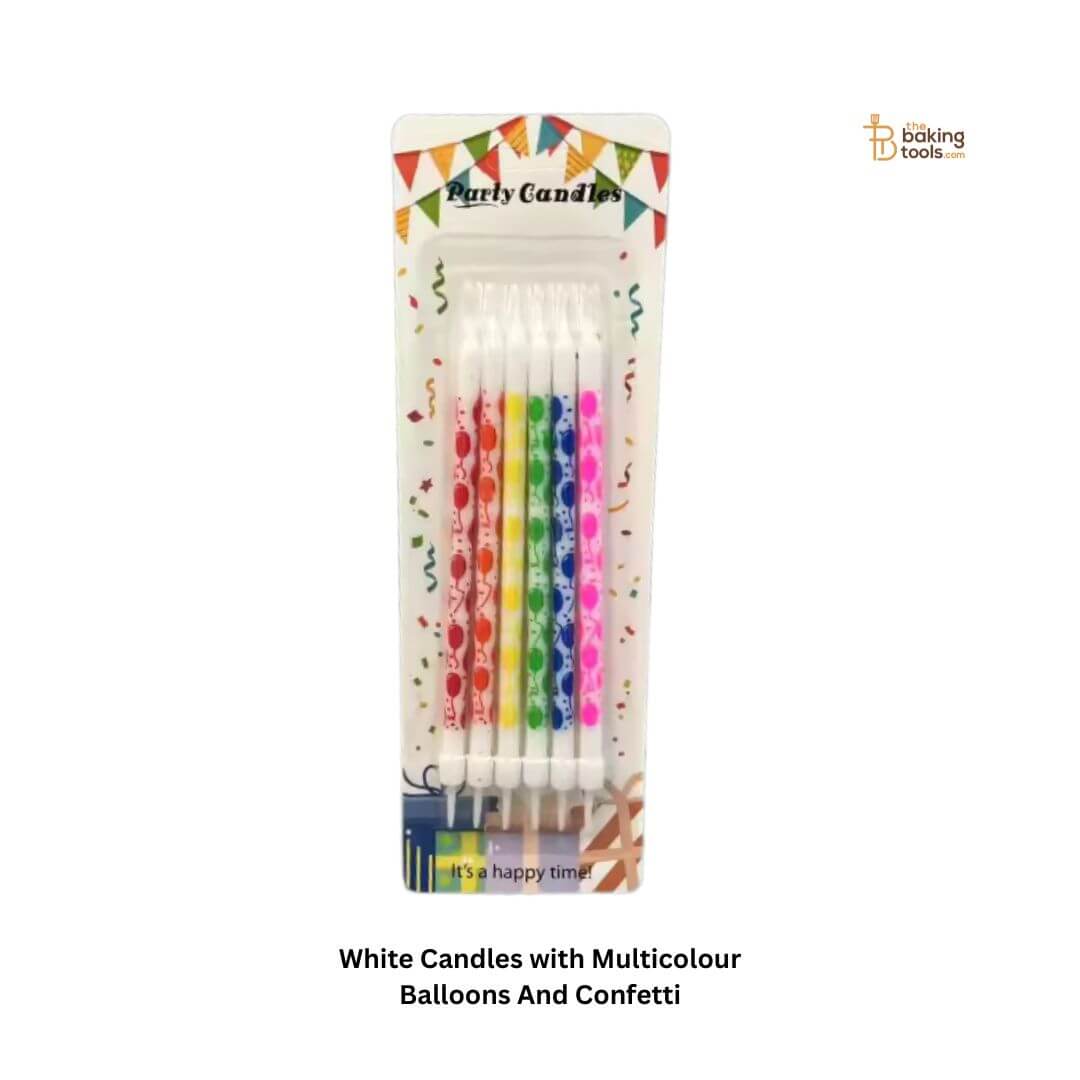 White Candles with Multicolour Balloons and Dots