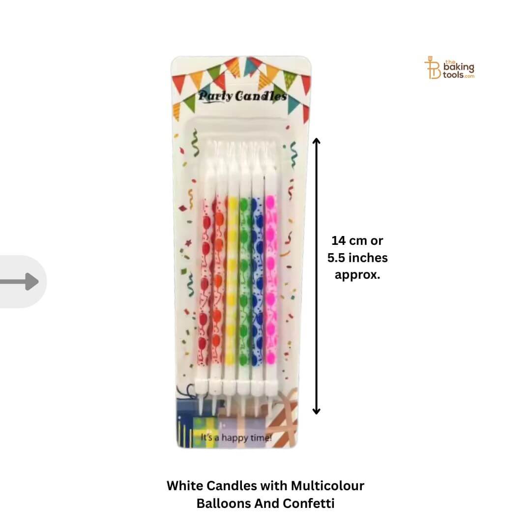 White Candles with Multicolour Balloons and Dots