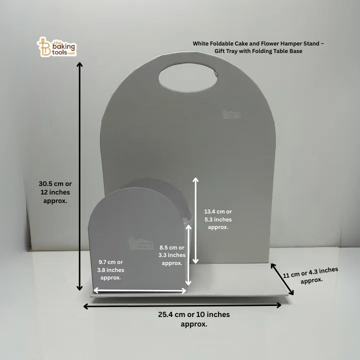 White Foldable Cake and Flower Hamper Stand – Gift Tray with Folding Table Base