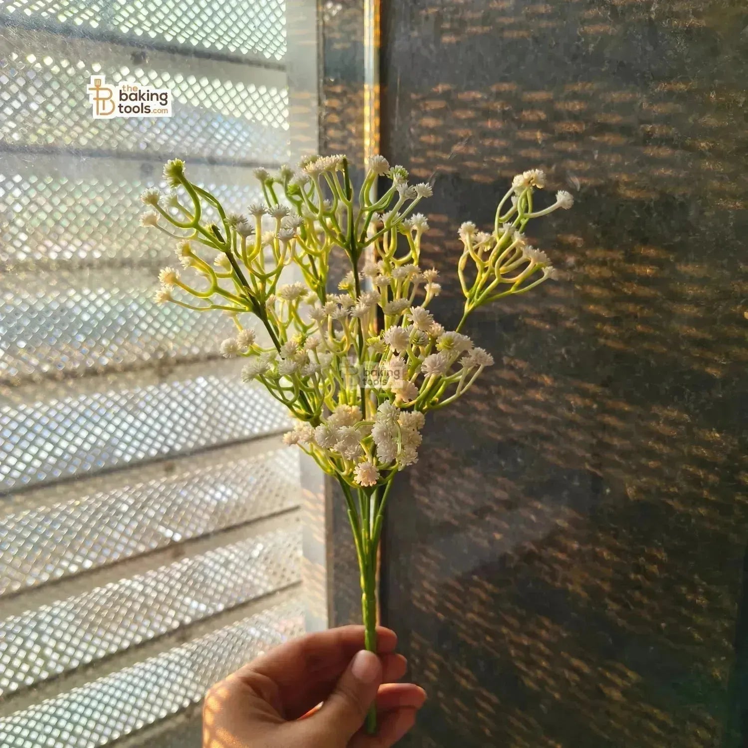 White Gypsy Flower Cake Topper Plastic Artificial Gypsy Flower - thebakingtools.com