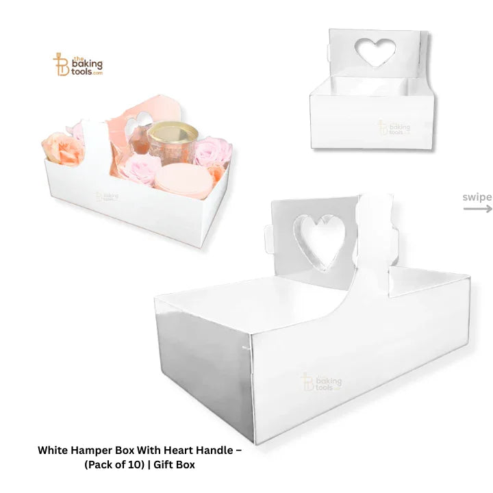 White Hamper Box With Heart Cutout Handle – (Pack of 10) | Gift Box