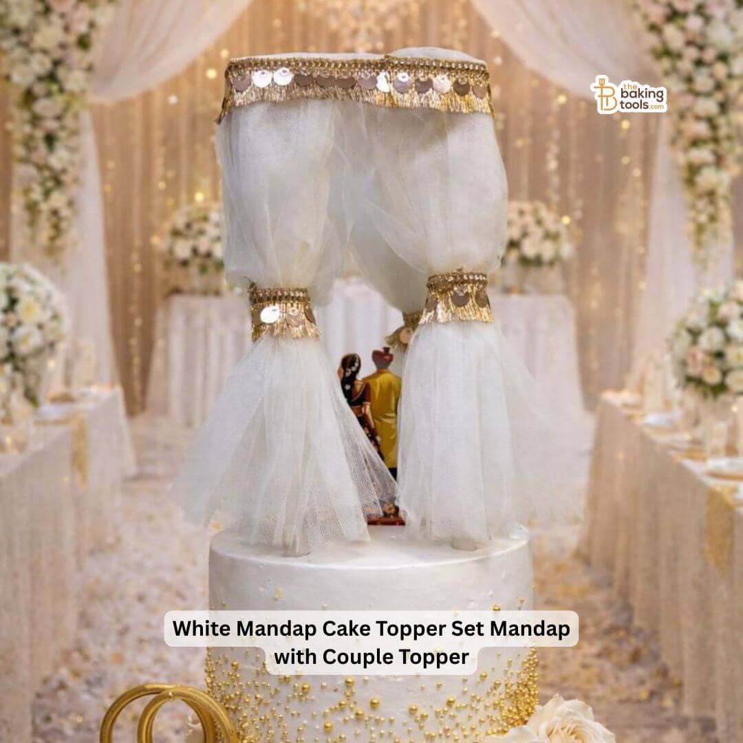 White Mandap Cake Topper Set Mandap with Couple Topper