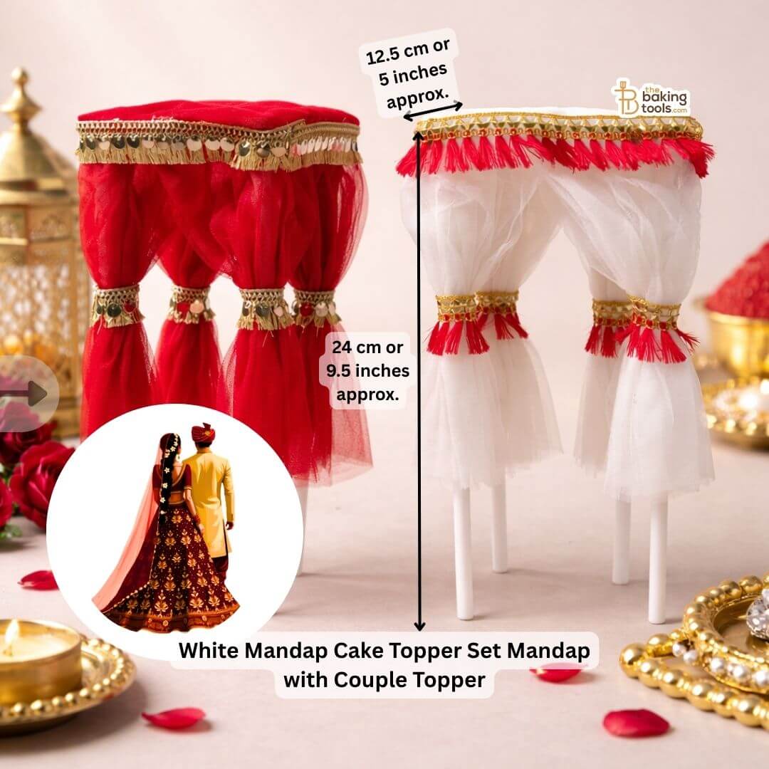 White Mandap Cake Topper Set Mandap with Couple Topper
