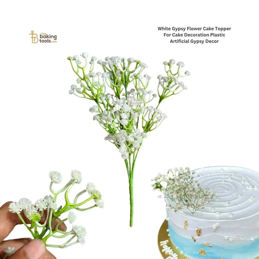 White Gypsy Flower Cake Topper Plastic Artificial Gypsy Flower - thebakingtools.com