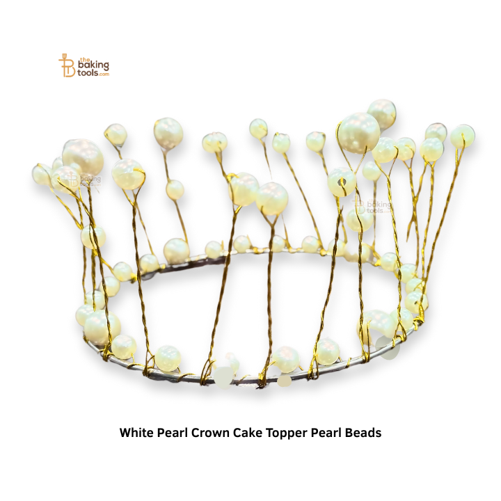 White Pearl Crown Cake Topper Pearl Beads